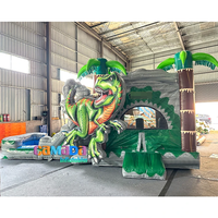 Château gonflable à thème dinosaure avec toboggan aquatique et piscine à éclaboussures, 0,55 mm PVC, prix fabricant
