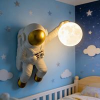 Lampes murales en forme d'astronaute de dessin animé, en gros et personnalisées, pour salons, chambres et chambres d'enfants de style nordique créatif