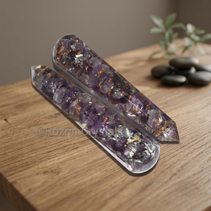 หินคริสตัลอเมทิสต์ขัดเงา รูปทรงดินสอ แกะสลัก สำหรับนวดออร์กอน ยี่ห้อ rozrincrystals.com รุ่น Orgw-04 ผลิตที่กูร์กาฏ ประเทศอินเดีย - Product Image 3