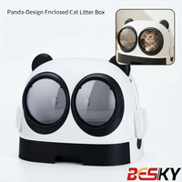 Litière pour chat moderne au design Panda, type tiroir fermé, anti-éclaboussures, contrôle des odeurs, fournitures de toilette pour animaux de compagnie