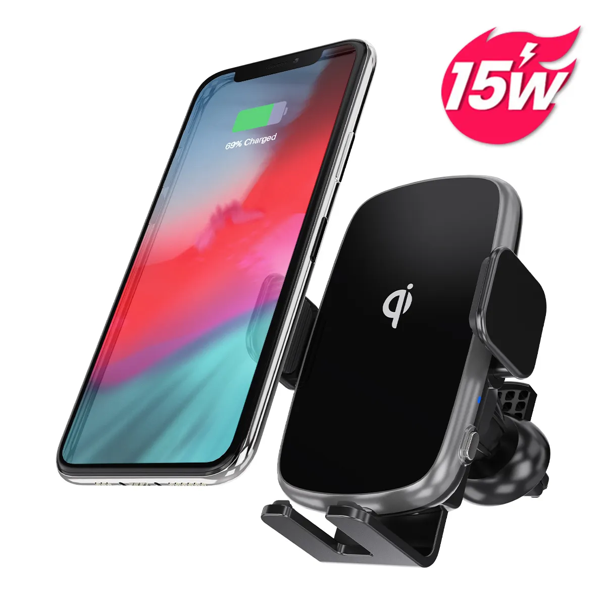 Best Sale Qi 15W Fast Car Wireless Phone Charger Mount Holder Chargeurs For Huawei Xiaomi Oppo Oneplus