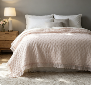ROOM99 Molly Couvre-<span class=keywords><strong>lit</strong></span> élégant <span class=keywords><strong>rose</strong></span> <span class=keywords><strong>poudré</strong></span> 200x220cm, utilisation domestique, couverture <span class=keywords><strong>de</strong></span> canapé polyvalente, couverture matelassée - Product Image 5
