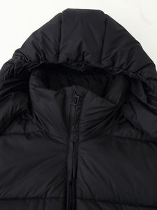 2 Kleurige Ritsvlieg Effen Kleur Lange Mouwen Casual Mode Winter Gewatteerde Jas met Capuchon voor Dames - Product Image 4