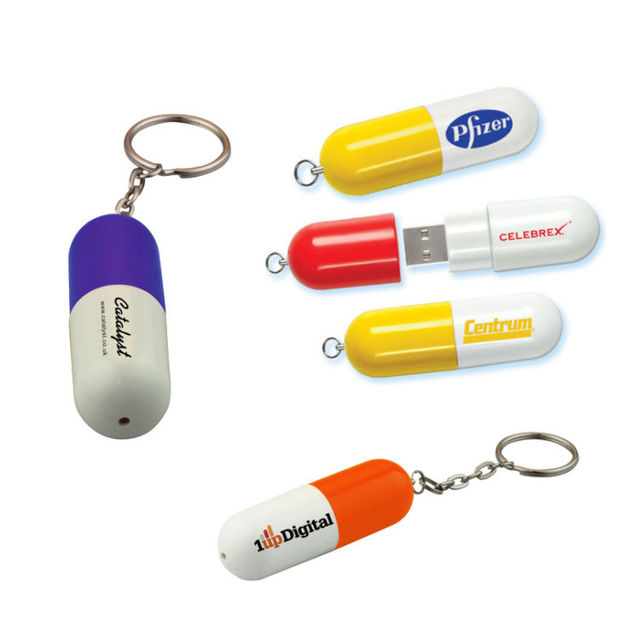 Wholesale Mini Capsule Pill Shaped USB Pen Drive Custom Printing Logo Plastic USB Stick