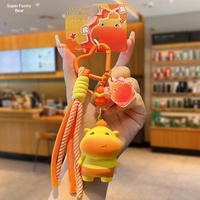 Porte-clés créatif en plastique véritable Capybara Lulu, changeant de couleur sous la lumière UV, rouge chaud, pendentif pour sac d'école, petit cadeau