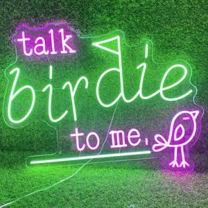ป้ายไฟนีออน LED แบบกำหนดเอง "พูดคุยกับเบอร์ดี้" - ดีไซน์กอล์ฟสีเขียวและชมพู |   ไฟตกแต่งสำหรับคลับกอล์ฟ, ร้านค้า - Product Image 1