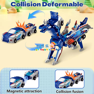EPT 2-en-1 Transformation de collision Robot dragon Voitures magnétiques Voiture transformable Jouet pour enfants Cadeau de Noël Anniversaire - Product Image 4
