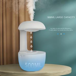 600ml Weightless Water Droplet Air Humidifier with Anti-Gravity Technology Essential Oil <b>Diffuser</b> Night Light and Sprayer - Product Image 3