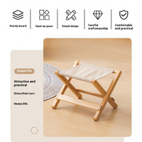 Tabouret en bois portable pour extérieur, chaise en bois avec surface de siège en toile, tabouret pliant léger pour chaise pliante pour bébé