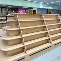 Meerlaagse ronde schappen voor presentatie, commerciële rekken voor supermarkten en levensmiddelenwinkels.