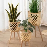 Panier de rangement vietnamien pour la décoration intérieure, support à plantes et pot de fleurs en bambou fait main – Sélection très prisée