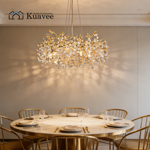Luminaires décoratifs de plafond pour le projet d'appartement Kuavee Villa, magnifiques luminaires en cristal en forme de branche, en aluminium, à LED - Product Image 6