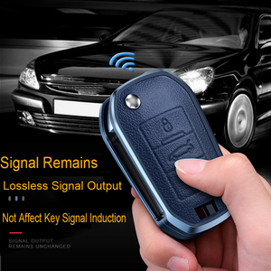 Flip aluminium cuir <span class=keywords><strong>clé</strong></span> <span class=keywords><strong>de</strong></span> voiture couverture <span class=keywords><strong>coque</strong></span> étui pour <span class=keywords><strong>Peugeot</strong></span> 3008 208 308 RCZ 508 408 2008 <span class=keywords><strong>407</strong></span> 307 4008 accessoires protecteur Fob - Product Image 4