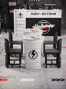 New Model <strong>Industrial</strong> Oil Drum Metal <strong>Design</strong> Restaurant Furniture High bar Table and Chairs High <strong>Top</strong> bar Tables and Tall Chair - Product Image 2