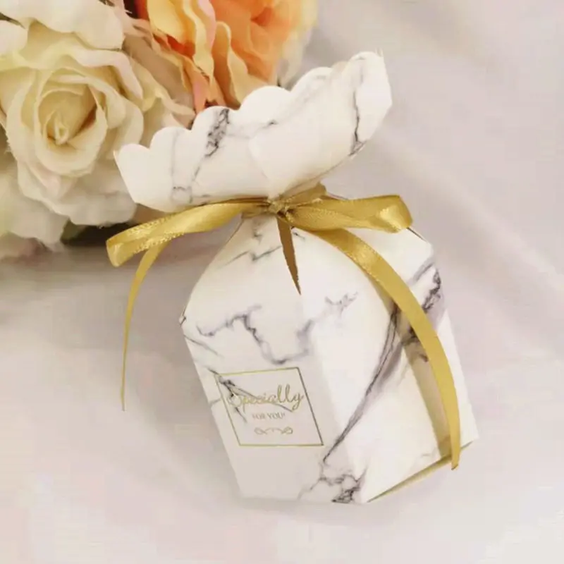 New Product Marble design Wedding Paper Box Colorful Dragee Box for Candy Wedding Event & Party Supplies