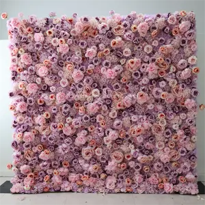 Hot artificial white rose 3d hydrangea flower wall backdrop wedding event stage birthday decoration for girl