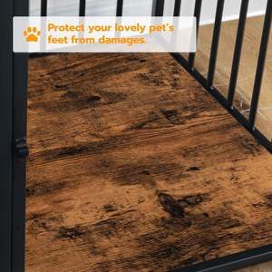 Mesa de Noche de Madera y <span class=keywords><strong>Metal</strong></span>, Mesa Auxiliar, Mesa de Centro con Jaula para Mascotas, Novedad <span class=keywords><strong>2026</strong></span> - Product Image 5