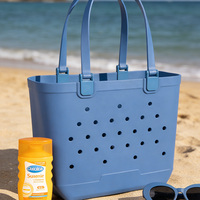 Tas Pantai Tote Wanita DG Custom Logo, Bergaya, Bahan EVA Lembut Ramah Lingkungan, Kapasitas Besar, Tahan Air, Warna Solid, Untuk Perjalanan Musim Panas, Dua Buah