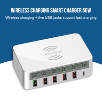 Chargeur USB rapide intelligent à 6 ports Multiport QC 3.0 Station de charge rapide avec port PD de type C Chargeur sans fil rapide Fonction électrique