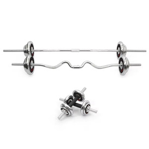 Ensemble d'haltères et de barres en acier de 50 kg et 55 kg, revêtement coloré, équipement de <span class=keywords><strong>fitness</strong></span> pour la maison, entraînement des muscles des bras - Product Image 3