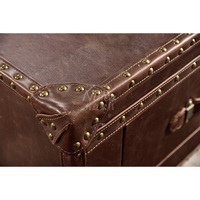 Nidea Coffre en cuir vintage rétro de qualité supérieure, table basse à cigares, salon, pub, club, studio, meubles multifonctionnels