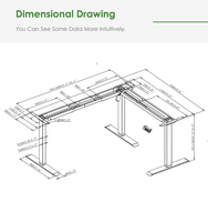 Bureau d'angle réglable en hauteur 3SABRH2 à moteur unique, 3 pieds, double traverse, pour le travail