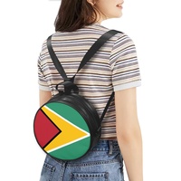 Sac à main rond en cuir PU avec drapeau de la Guyane pour femme, mini sac à dos convertible et sac bandoulière, pour les voyages et les trajets quotidiens