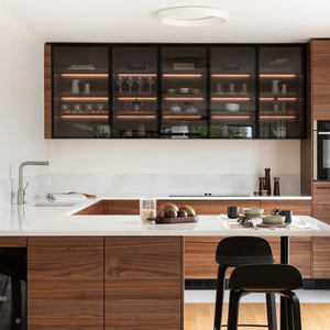 Nuevo Gabinete <span class=keywords><strong>de</strong></span> <span class=keywords><strong>Cocina</strong></span> Minimalista Ecológico con Estructura <span class=keywords><strong>de</strong></span> Madera Contrachapada VC, Encimera <span class=keywords><strong>de</strong></span> Mármol y <span class=keywords><strong>Puertas</strong></span> Acrílicas <span class=keywords><strong>para</strong></span> Hogar Moderno - Product Image 4