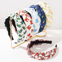 Serre-tête mignon animaux marins : Bandeau large en tissu noué imprimé crabe, tortue, pieuvre pour femme – Idéal été et plage