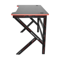 Bureau de jeu en forme de Z en métal avec porte-gobelet, noir et rouge, vente chaude 2021