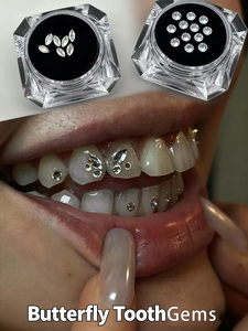 Strass dentaires tendance en forme de papillon avec un design 3D exquis, fabriqués en cristal brillant et <span class=keywords><strong>transparent</strong></span>, disponibles en plusieurs couleurs. - Product Image 1