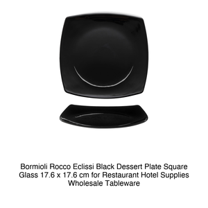 จานขนมหวานทรงสี่เหลี่ยมแก้วสีดำ Bormioli Rocco Eclissi ขนาด 17.6 x 17.6 ซม. สำหรับร้านอาหาร โรงแรม ขายส่งอุปกรณ์บนโต๊ะอาหาร - Product Image 2