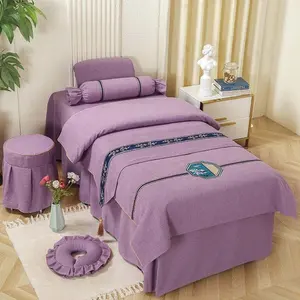 Klasse A Qualität 100% Baumwolle Flanell Samt Super Soft 4 Stück Set Massage Bettdecke Set Spa Bettwäsche