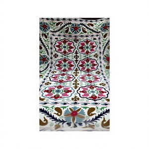 Embroidered Suzani <b>Quilt</b> Traditional Pomegranate Pattern Green Red Black Organic Cotton Home Decor All Season - Product Image 1