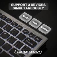 Clavier et souris sans fil rétroéclairés, combo multi-appareils, mode double 2.4G, clavier sans fil rechargeable pour PC, ordinateur portable, ordinateur de bureau Windows