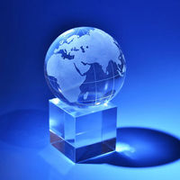 Boule de terre en cristal brillant de haute qualité, boule de verre avec Base en cristal