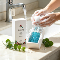 Savon en barre de cristal avec logo personnalisé, savon pour le corps à l'huile de noix de coco transparente fait à la main avec impression laser, boîte cadeau de luxe, utilisation quotidienne