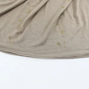 Fornecedor fábrica de Alta Qualidade personalizado Camisa de Algodão Elástico Macio Hijab Muçulmano Xale Mulheres Lenço de Algodão com pedra