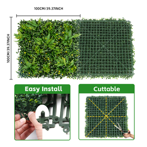 Pq73 Décoration de jardin, <span class=keywords><strong>herbe</strong></span> synthétique artificielle et fond de scène à fleurs jaunes, panneau mural en plastique, verdure artificielle - Product Image 6