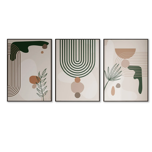 Set di <span class=keywords><strong>3</strong></span> Quadri su Tela con Stampe Astratte Geometriche Boho, Arte Moderna da Parete per Soggiorno - Product Image 2