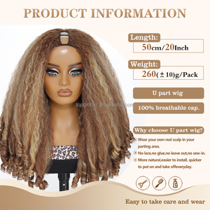 Peluca Sintética Afro Rizada en Forma de V, de Fibra Natural Futura de Alta Calidad, 20 Pulgadas, para Mujeres Negras, Marca TOP GIRL - Product Image 5
