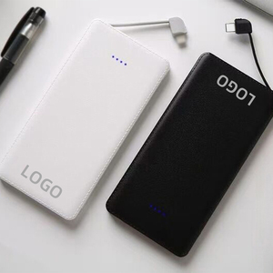 Portable Ultra Slim Power Bank 5000mah 10W Charge Built in Dual <b>Cable</b> LED <b>Display</b> Power Bank - Product Image 1