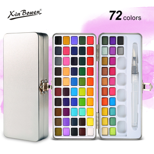 Ensemble <span class=keywords><strong>de</strong></span> peinture à la gouache <span class=keywords><strong>haut</strong></span> <span class=keywords><strong>de</strong></span> <span class=keywords><strong>gamme</strong></span> 72/90/100 gâteau <span class=keywords><strong>de</strong></span> dessin à l'eau solide avec stylo à brosse à eau gratuit pour papier et toile - Product Image 4