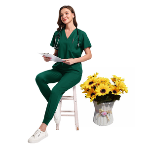 Costume de gommage médical ensemble Joggers SPA boutique uniforme femmes gommages infirmière poche <span class=keywords><strong>garde</strong></span> de sécurité uniformes T-shirt vêtements de travail en gros - Product Image 2