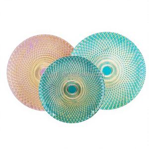 Piatti di Vetro <span class=keywords><strong>Turco</strong></span> Antico Rotondi Usa e Getta all'Ingrosso con Puntini Dorati, Stoviglie Sostenibili per Matrimoni e Feste - Product Image 1