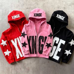 Novedad 2026: Sudadera con capucha vintage de lavado ácido personalizada, con aplique 3D en relieve y parche bordado, para hombre, con cremallera y corte cropped. - Product Image 2