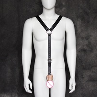 Cinturón de Cuero en Forma de Y para Restricción Sexual, Anillo para Pene, Juguete de Bondage, Lencería Sexy Masculina
