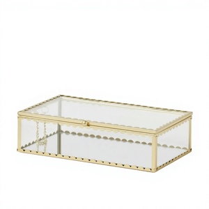 Rectangular Glass Jewelry <b>Box</b> <b>With</b> <b>Lid</b> Classic Design Luxury Women's Jewelry & Accessories <b>Storage</b> Display Case Gift <b>Box</b> <b>Decor</b> - Product Image 1