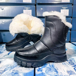 Zongmai – bottes de neige noires pour hommes, doublées de fourrure épaisse, à talon moyen, chaudes pour l'hiver et les températures froides - Product Image 1