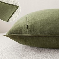 Housse de coussin décorative en coton lavé à bords festonnés, couleur unie, pour canapé, lit, décoration nordique pour la maison